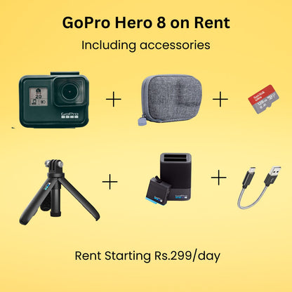 GoPro Hero 8 Action Camera Rental Kit + accessories